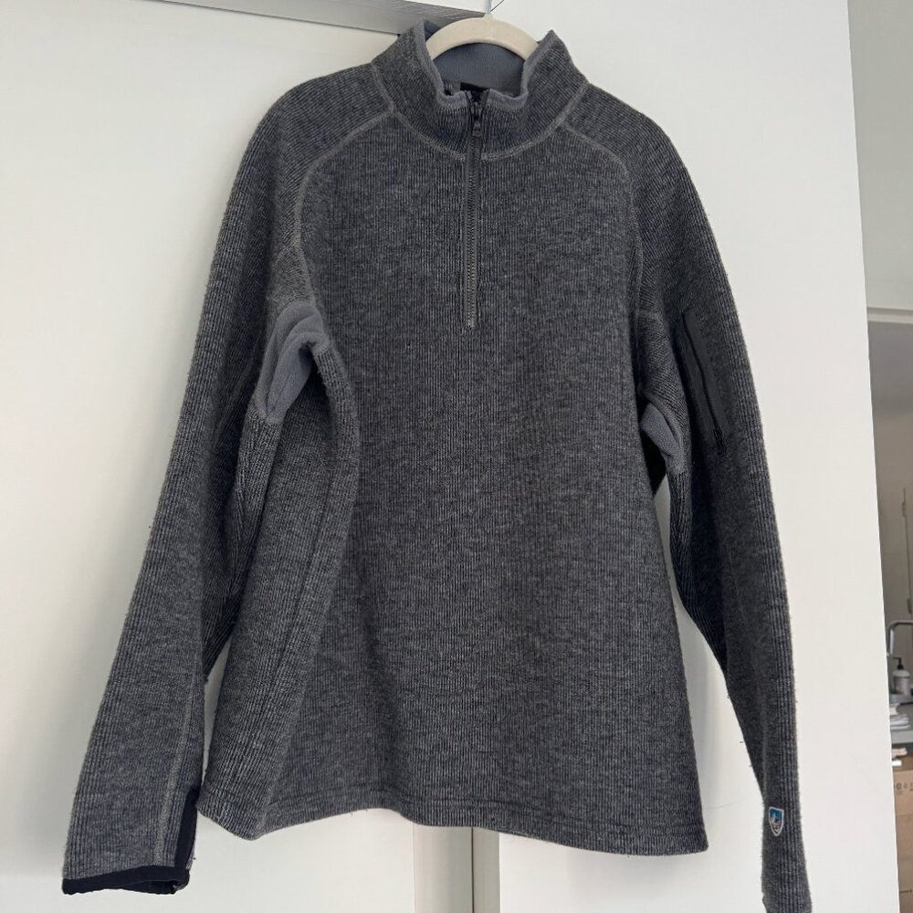 Kuhl Men's ThermoKore Gray Fleece Quarter Zip Pullover Sweater
